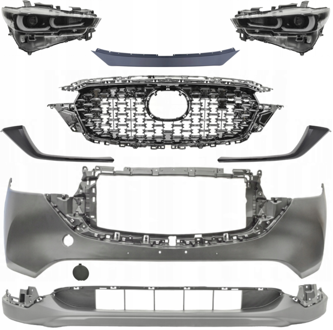 ZDERZAK KOMPLETNY PRZÓD CZARNY + LAMPY MAZDA CX-5 2022 2023 2024 2025