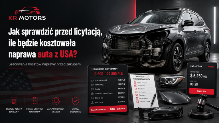 Koszt naprawy auta z USA przed licytacją
